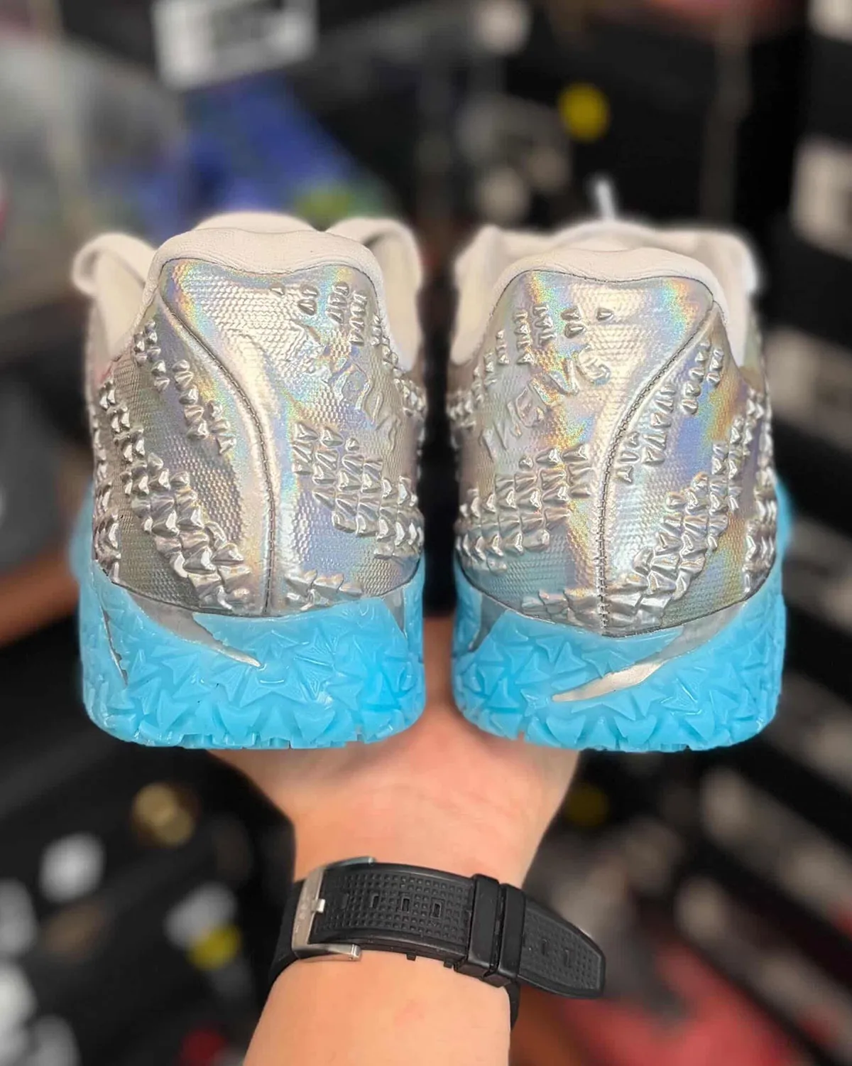 Jurassic Park Nike Ja 3 Metallic Silver in hand images