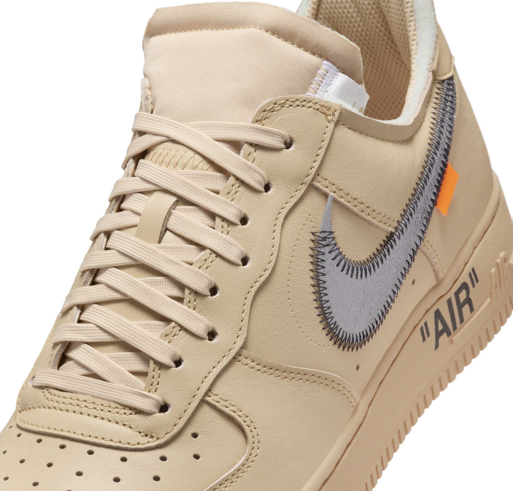 Rear view of the Virgil Abloh x Nike Air Force 1 Low "Sesame"