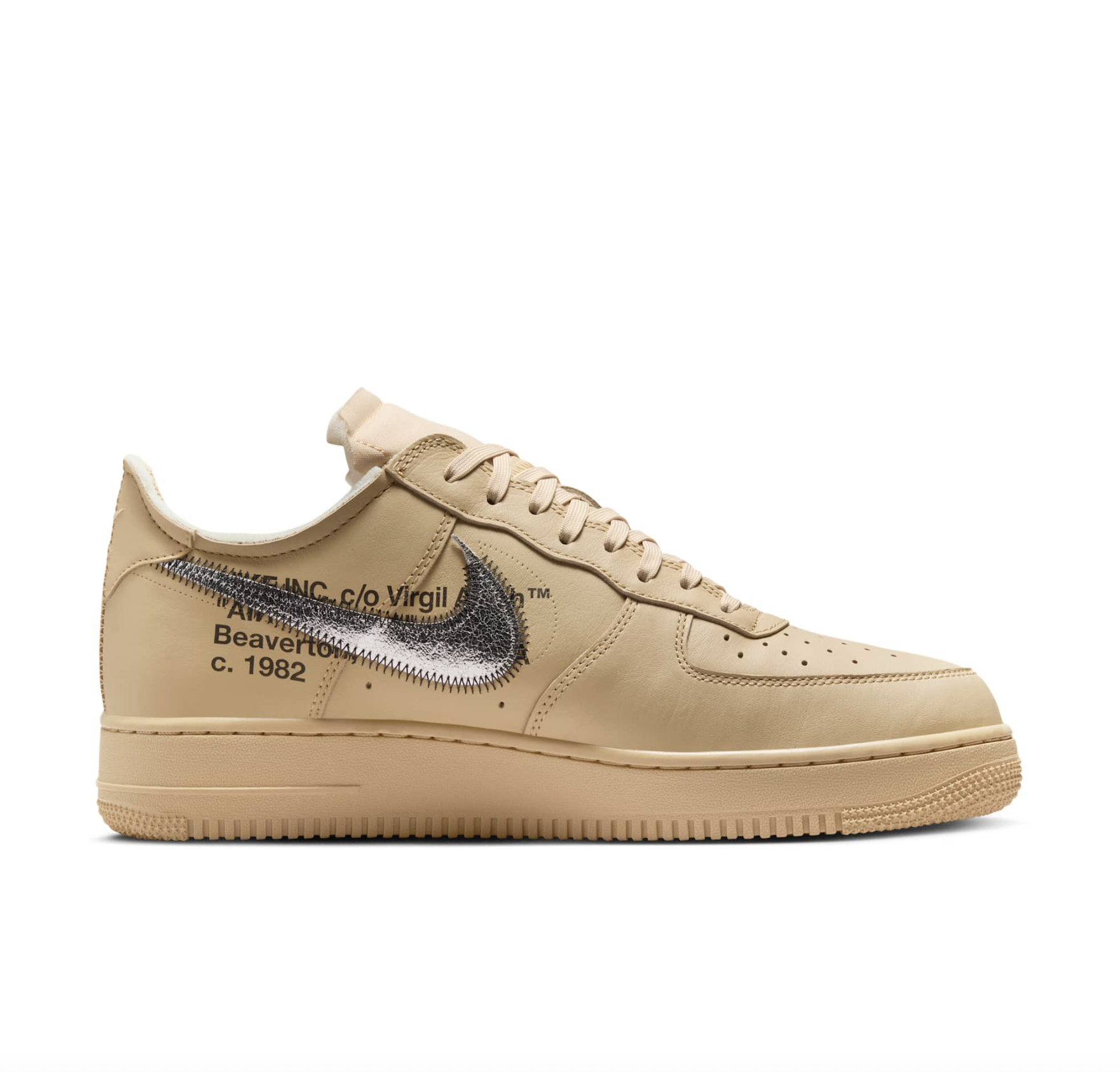 Rear view of the Virgil Abloh x Nike Air Force 1 Low "Sesame"