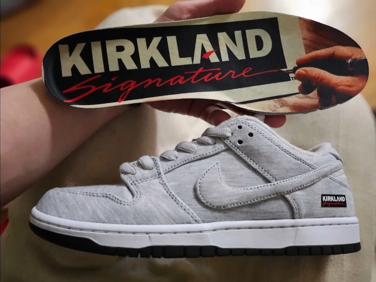 Kirkland Signature x Nike SB Dunk Low in hand