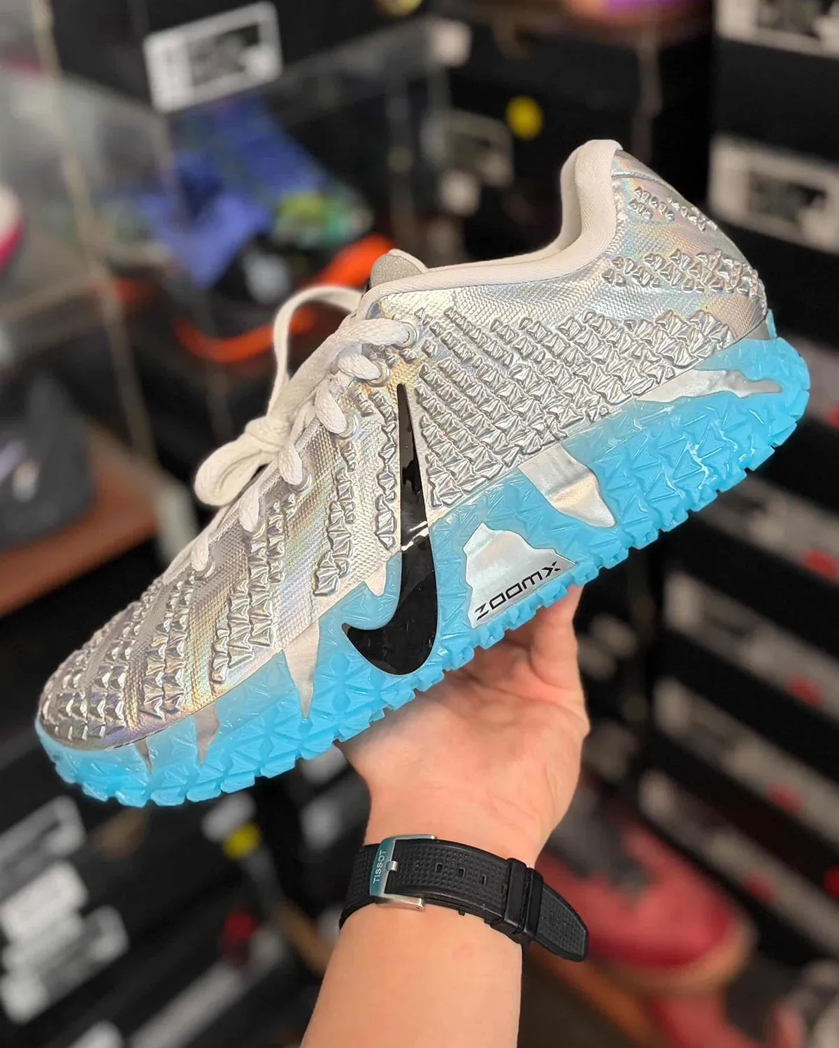 Jurassic Park Nike Ja 3 Metallic Silver in hand images