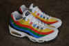 Detailed first look at the 2026 Nike Air Max 95 Olympic returning edition with vibrant red, yellow, green, blue, and black overlays.