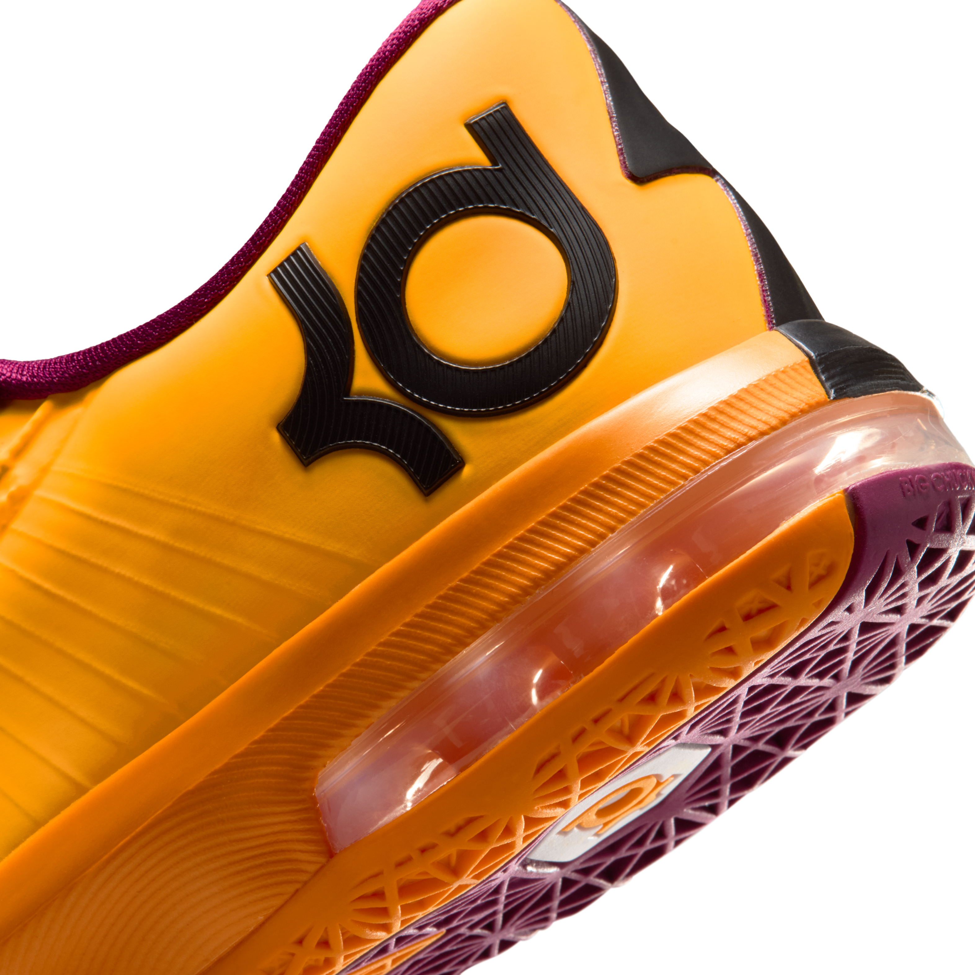 Side angle of mismatched Nike KD 6 “Peanut Butter Jelly” showcasing bold yellow and black upper