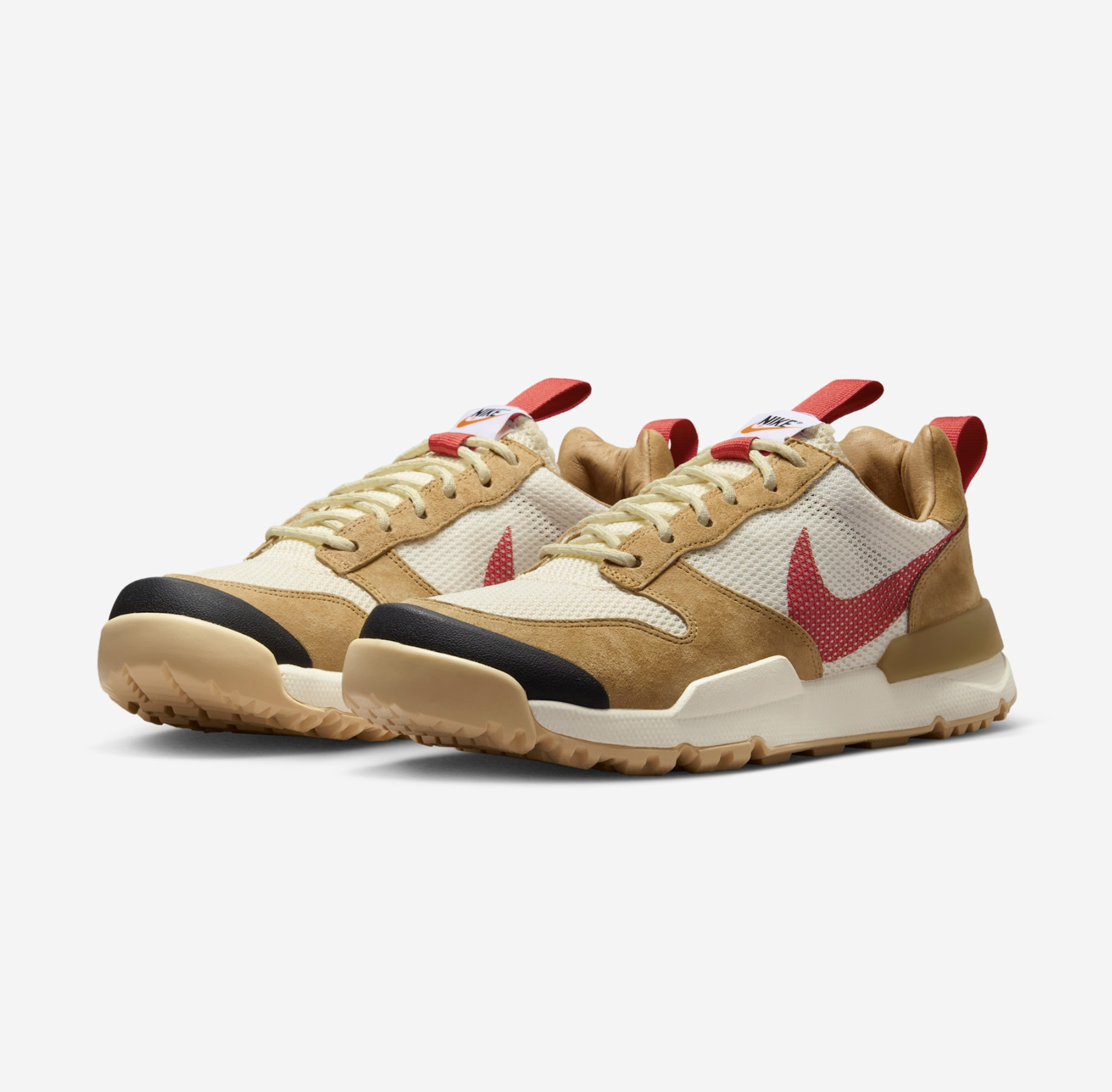 Detailed product photo of the Tom Sachs x Nike Mars Yard 3.0 featuring React foam sole and rugged build.