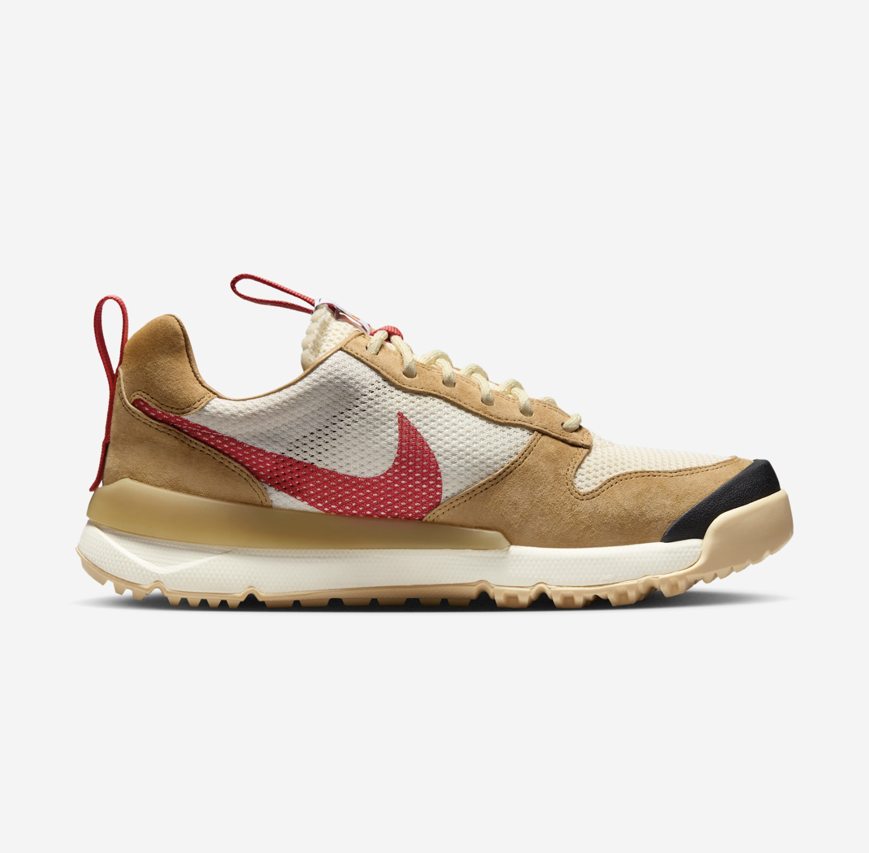 Detailed product photo of the Tom Sachs x Nike Mars Yard 3.0 featuring React foam sole and rugged build.