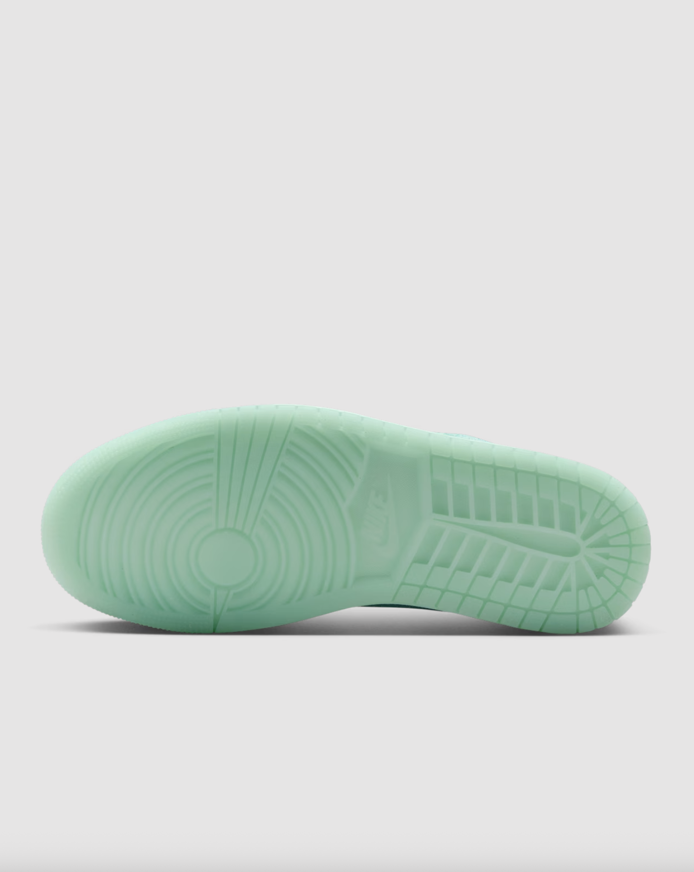 Outsole of Air Jordan 1 Low “Washed Teal” W in mint green