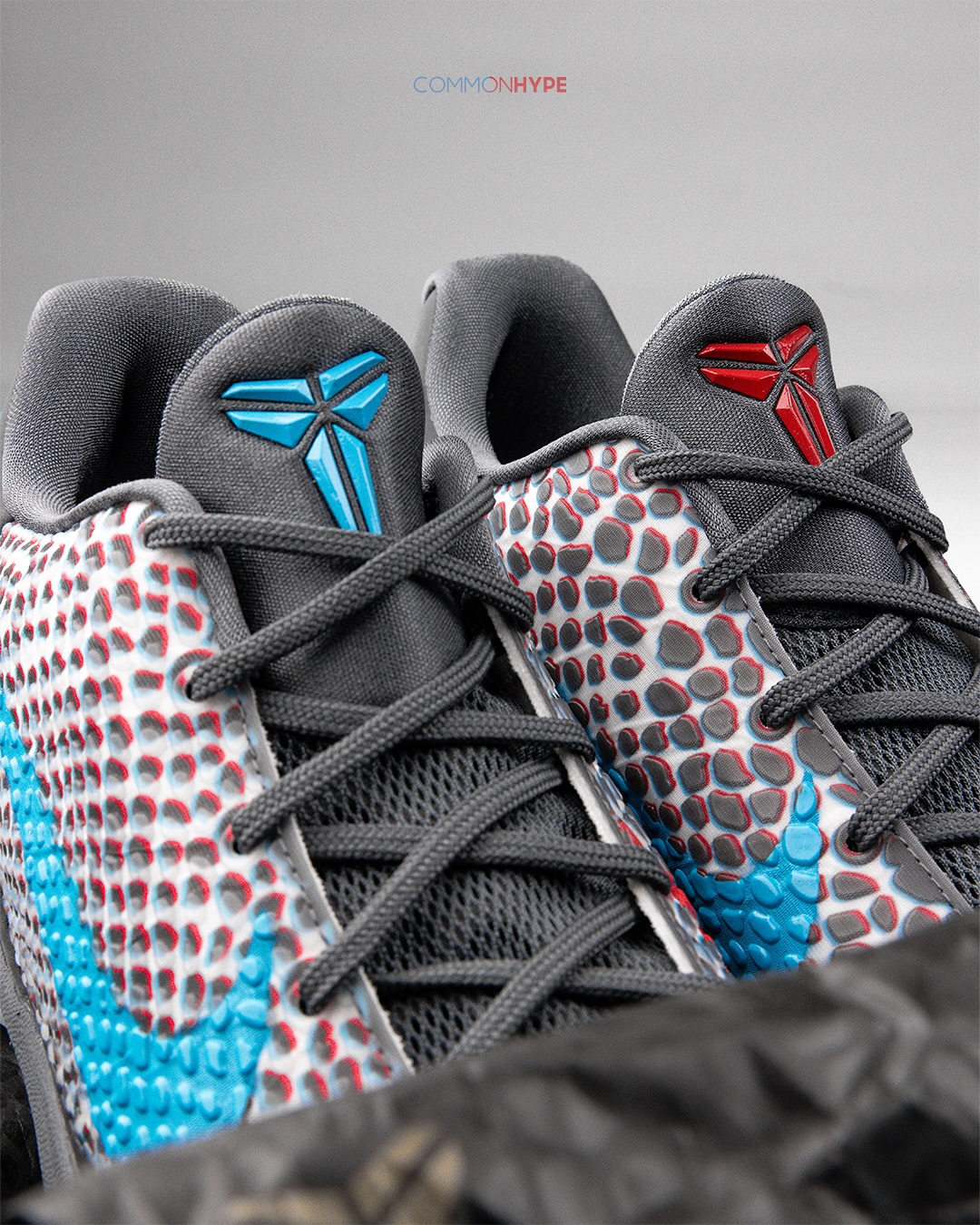 Nike Kobe 6 Protro 3D Hollywood 2026 sneaker with 3D lenticular upper and red/blue mismatched Swooshes