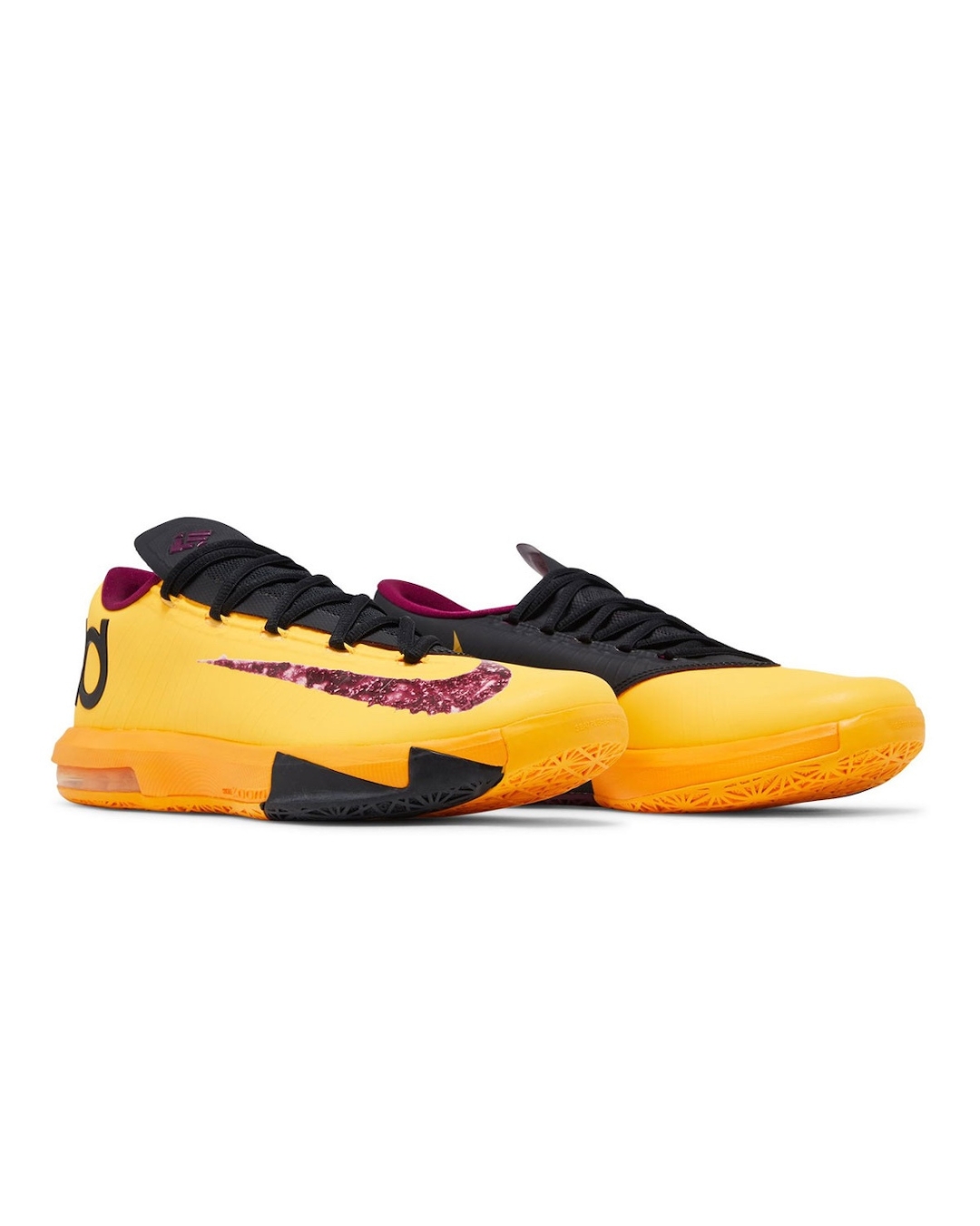 Nike KD 6 “Peanut Butter Jelly” Side angle of mismatched Nike KD 6 “Peanut Butter Jelly” showcasing bold yellow and black upper