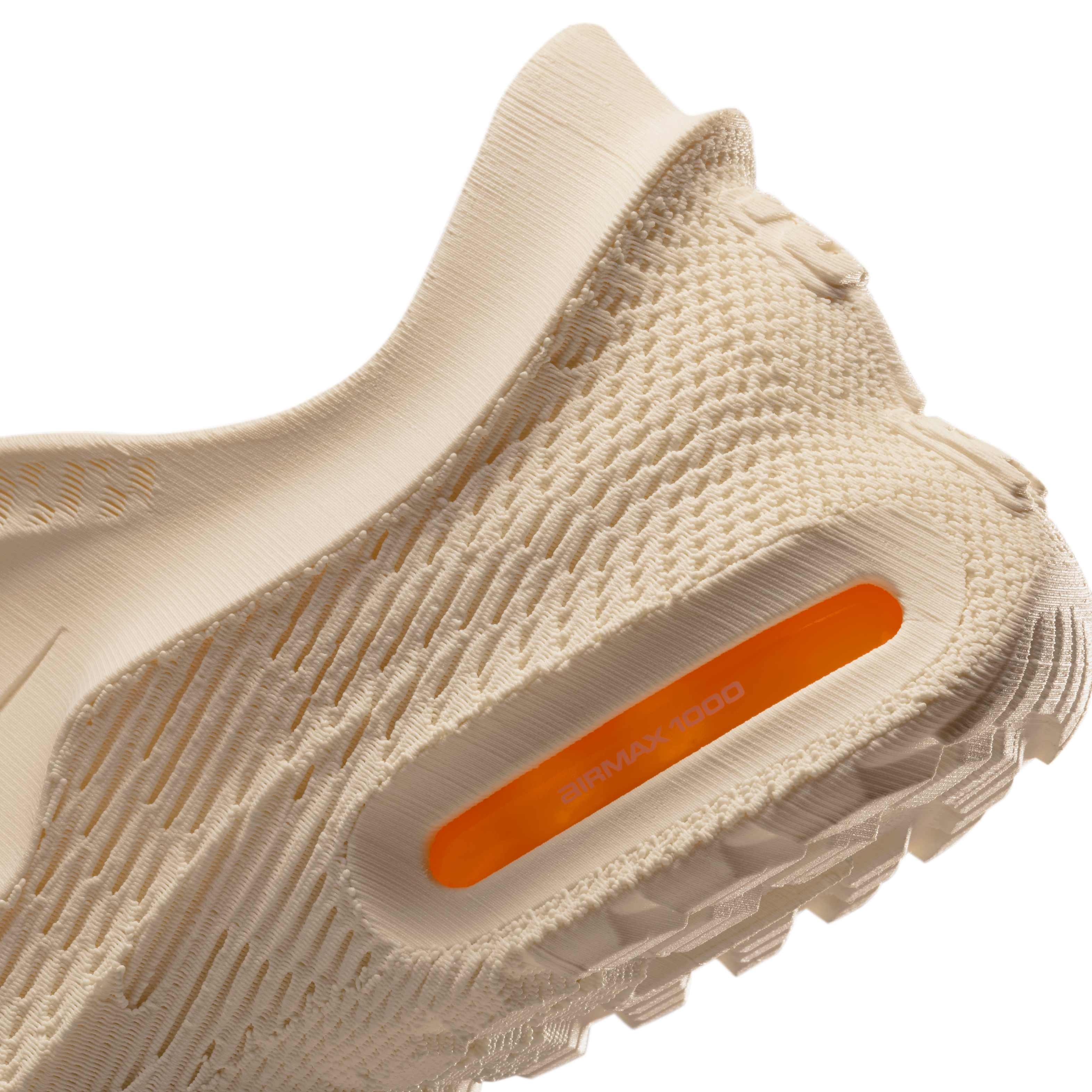 Side view of the Nike Air Max 1000 “Oatmeal” with 3D-printed upper.