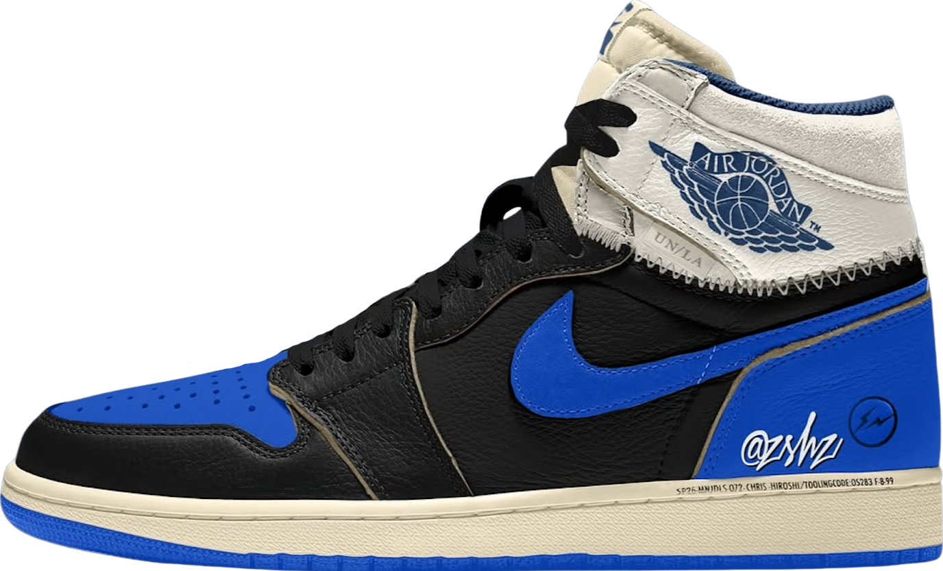 Fragment x Union LA x Air Jordan 1 High “Sport Royal” Fragment x Union LA x Air Jordan 1 High “Sport Royal” mock up