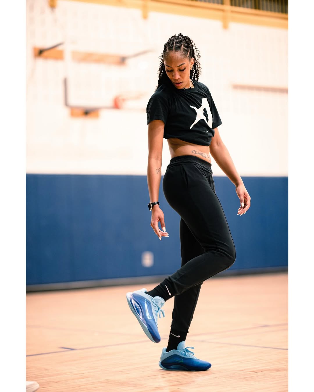 Lifestyle shot of Nike A'One "Blue Fury" (W) featuring A’ja Wilson.