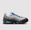 Side view of the Nike Air Max 95 “Blue Spark” featuring blue accents and gradient panels