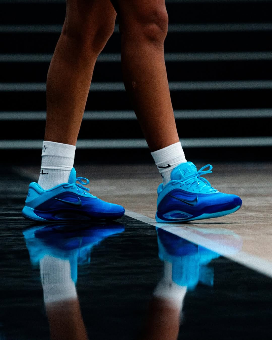 Nike A'One "Blue Fury" (W) worn during basketball training session.