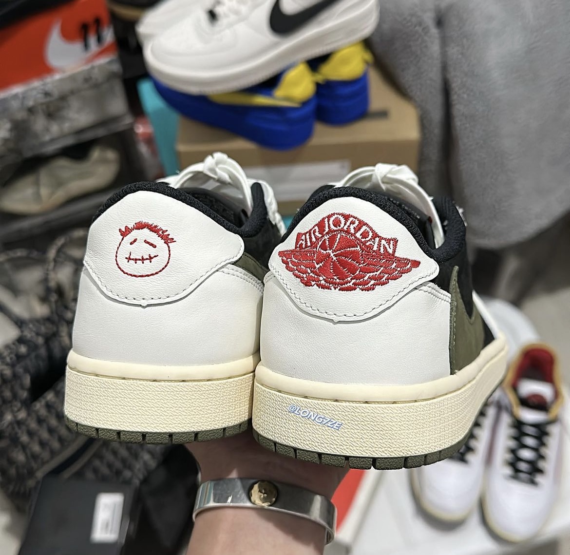 In-Hand Look of the Travis Scott x Air Jordan 1 Low "Olive" (W) 2