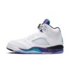 Side view of the Air Jordan 5 Grape with white upper and purple-teal midsole