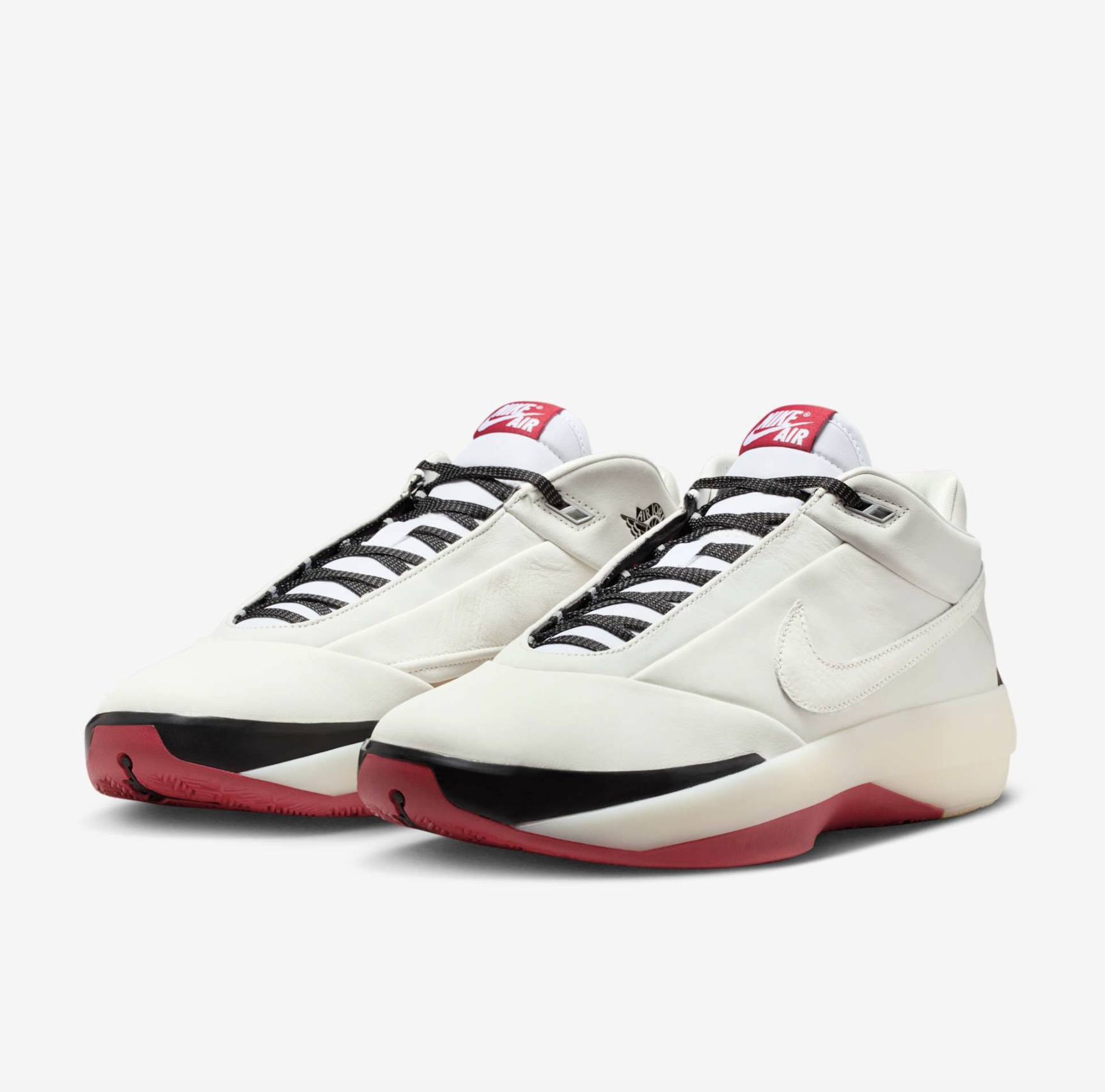 Air Jordan 40 Chicago official product image side view with white leather, black details, red outsole and Nike Swoosh.