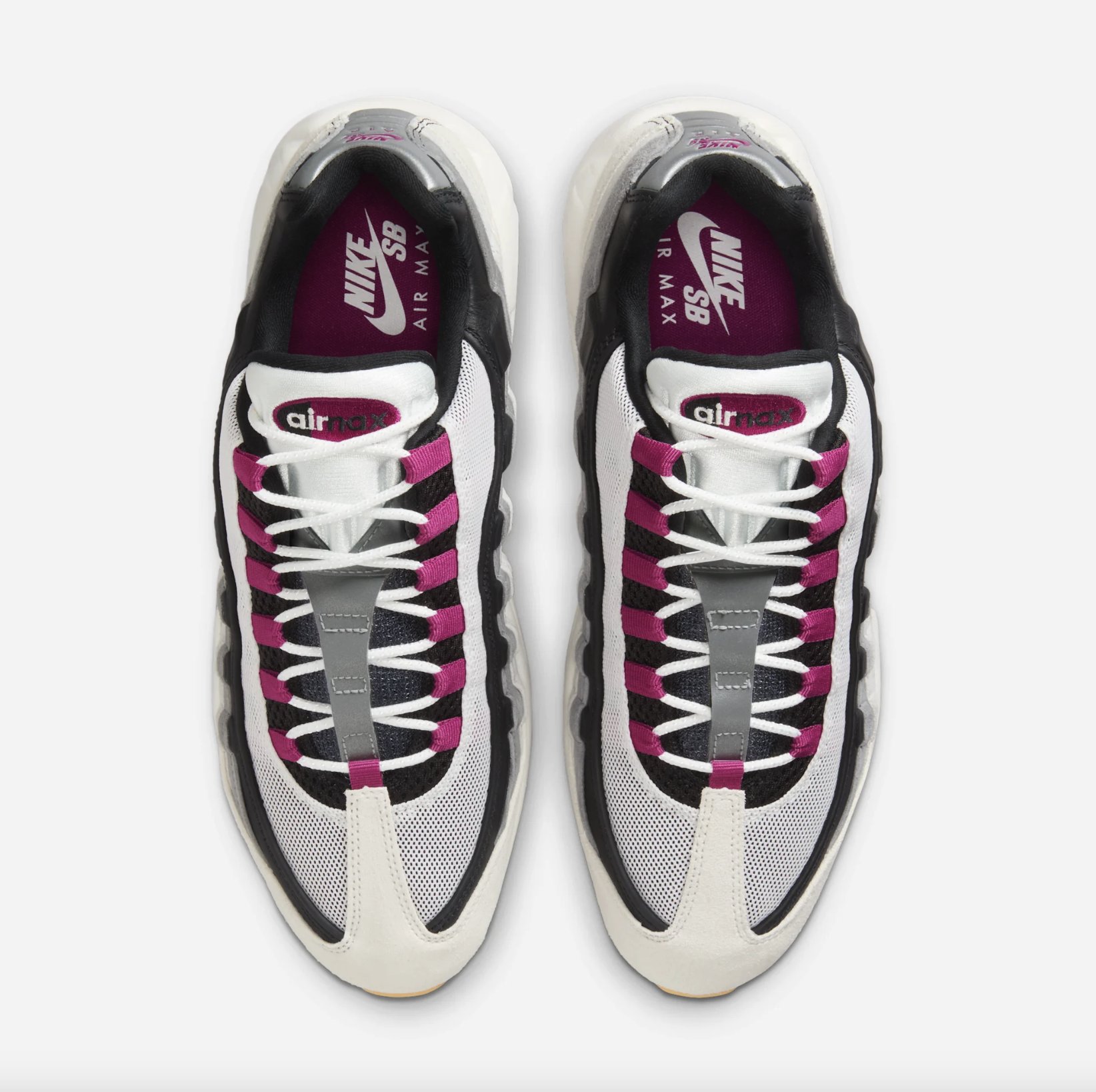 Side view of Nike SB Air Max 95 Cactus Flower with pink accents