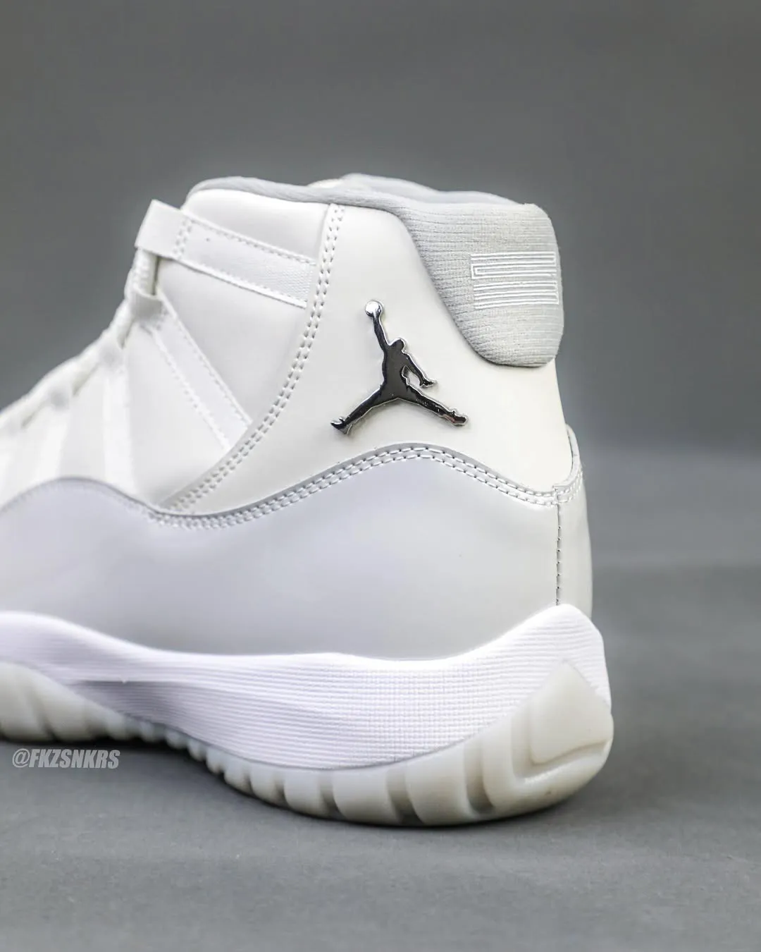 Air Jordan 11 Grand Finale Close-up of toe box and lacing on the Air Jordan 11 “Grand Finale”