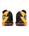 Rear heel view of Nike KD 6 “Peanut Butter Jelly” sneakers in yellow, black, and maroon colorway