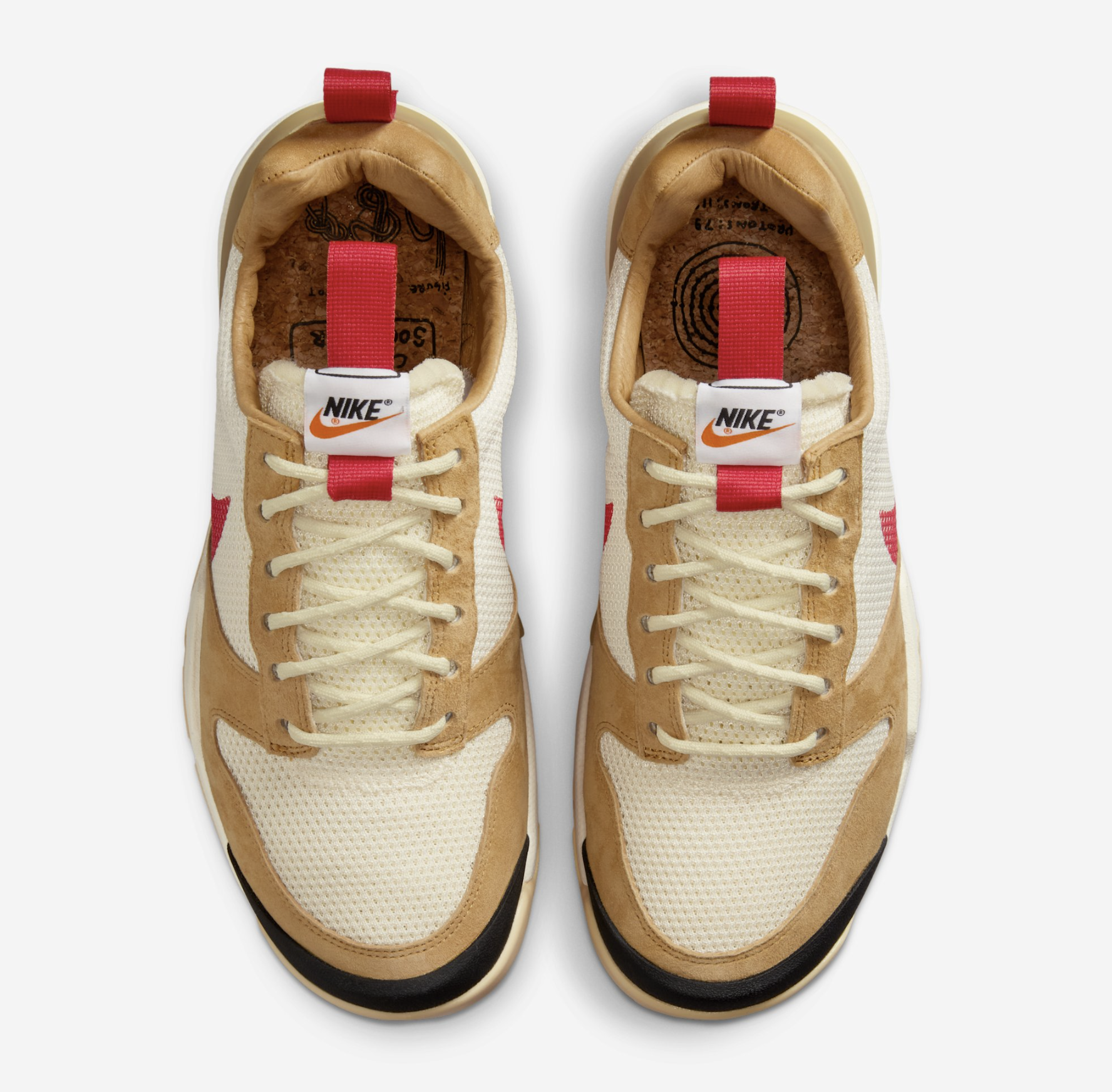 Detailed product photo of the Tom Sachs x Nike Mars Yard 3.0 featuring React foam sole and rugged build.