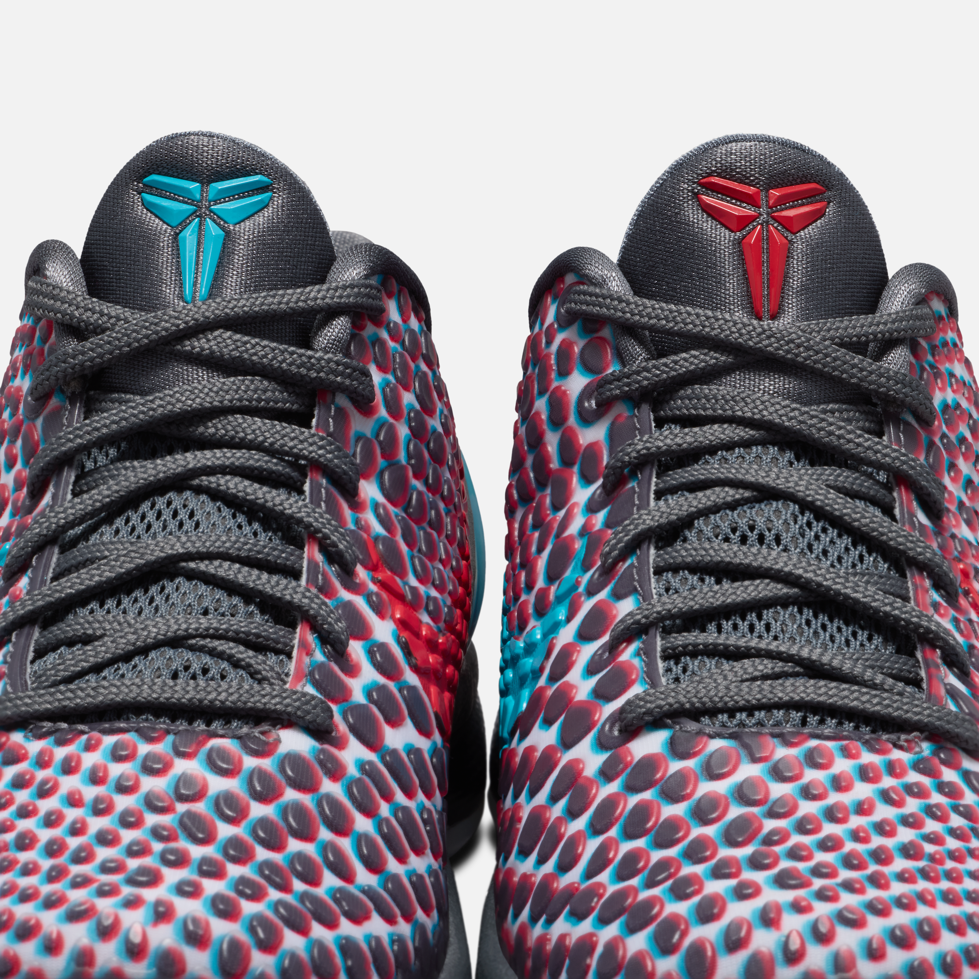 Nike Kobe 6 Protro 3D Hollywood 2026 sneaker with 3D lenticular upper and red/blue mismatched Swooshes