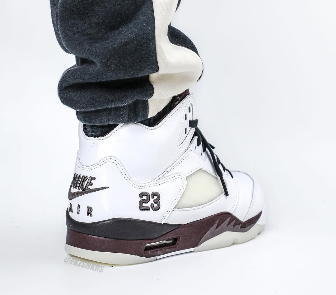 A Ma Maniére Air Jordan 5 Violet Ore close-up featuring the number 23 embroidery