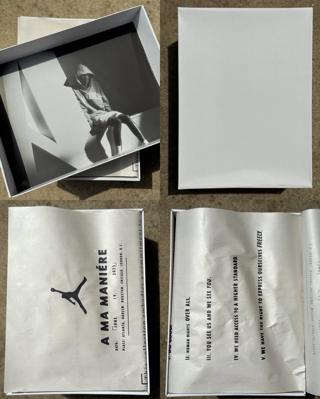 Side angle showcasing the burgundy midsole on the A Ma Maniére Air Jordan 5 Violet Ore