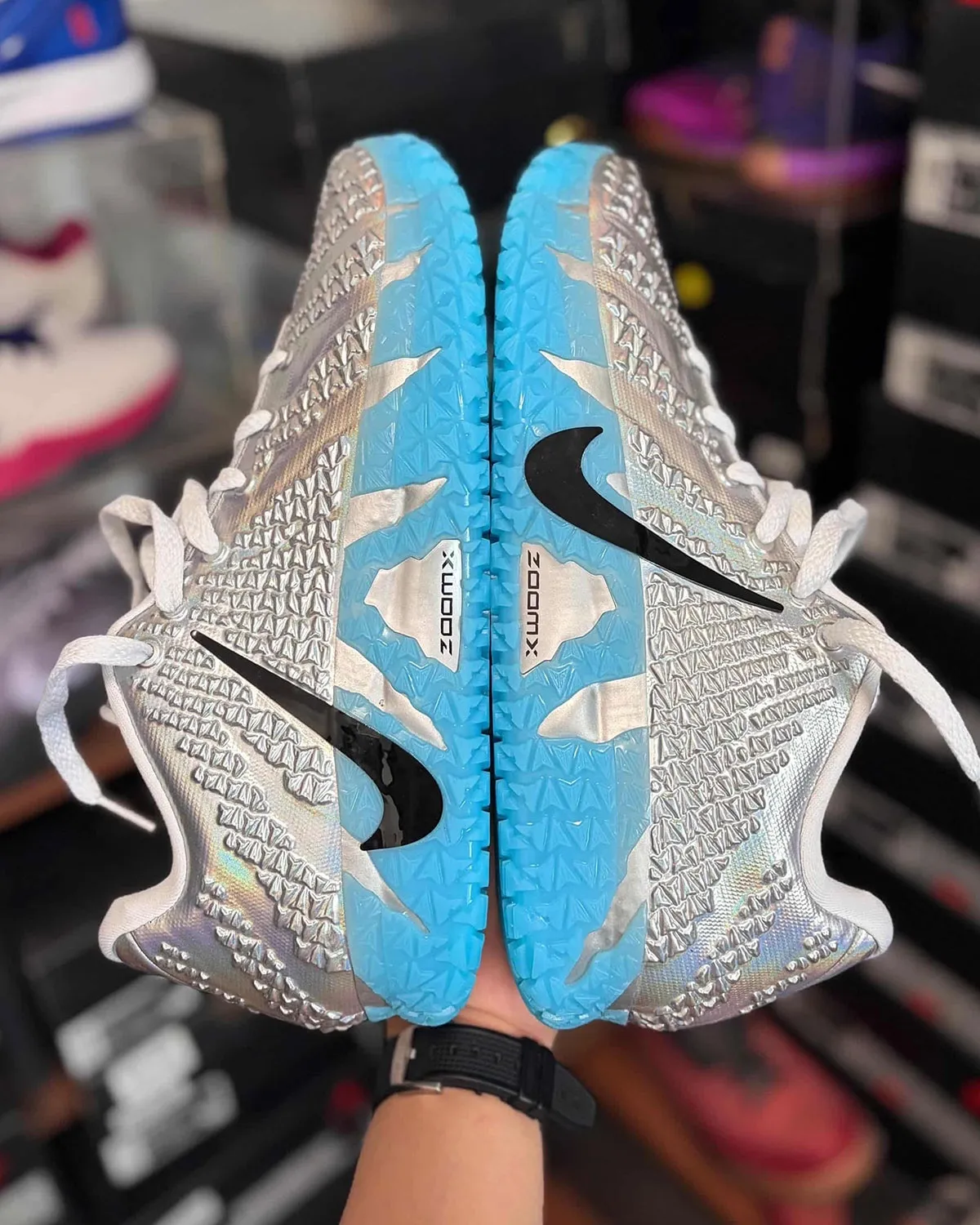 Jurassic Park Nike Ja 3 Metallic Silver in hand images