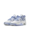 Official product shot of the Air Jordan 4 “Forget Me Not” (W) in white and pastel blue, set to release on May 3, 2025.