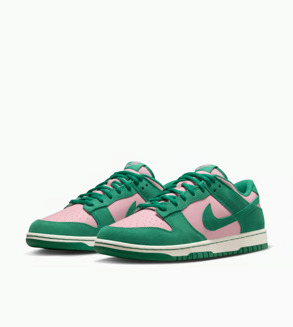 nike dunks pink and green