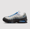 Side view of the Nike Air Max 95 “Blue Spark” featuring blue accents and gradient panels