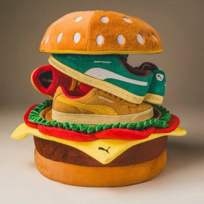 VANDYTHEPINK x PUMA Suede XL Pack serves a playful burger twist on a terrace icon