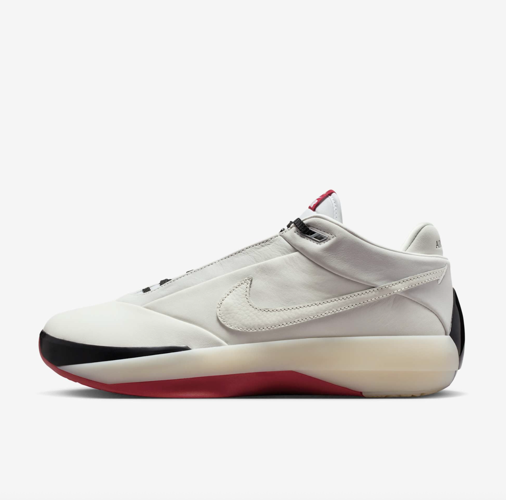 Air Jordan 40 Chicago official product image side view with white leather, black details, red outsole and Nike Swoosh.